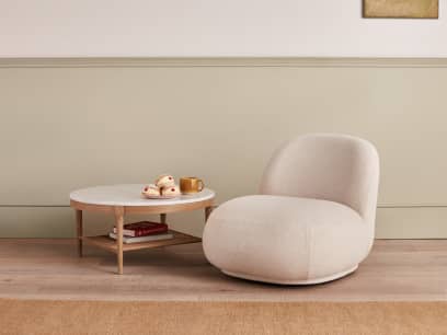 Dumpling Accent Chair in Whipped Cream White Boucle