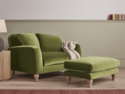 Bear Hug Footstool in Grass Clippings Green Velvet