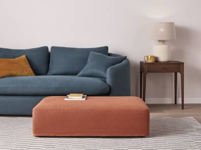Bruges Footstool in Marmalade Clever Linen