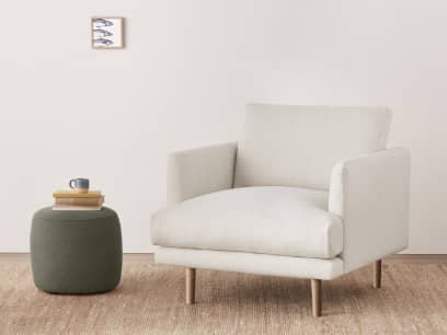 Jeffers Armchair in Whipped Cream White Boucle