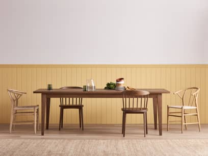 Bread Kitchen Table in Dark Oak with Chortler and Drummer Kitchen Chairs