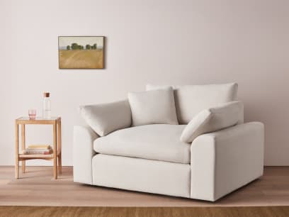 Cuddle Muffin Love Seat in Egg Box Beige Linen