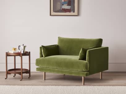 Jeffers Love Seat in Grass Clippings Green Velvet