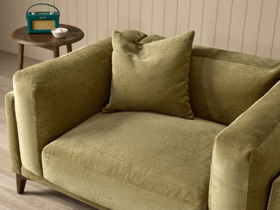 Basecamp Love Seat in Pressed Olives Green Chenille