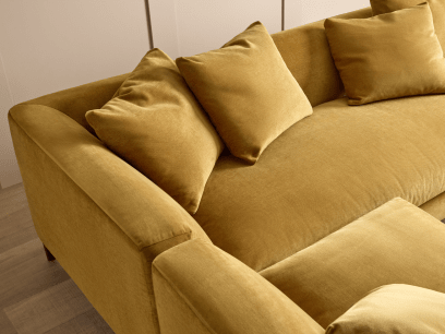 La Dolce Seater Corner Sofa in Treacle Tart Yellow Chenille