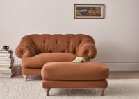 Bagsie Footstool in Broken Pot Orange Linen