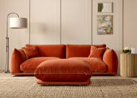 Blockbuster Modular Sofa + Footstool in Broken Pot Orange Velvet
