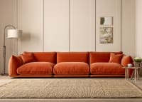 Blockbuster Modular Sofa in Broken Pot Orange Velvet
