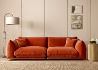 Blockbuster Modular Sofa in Broken Pot Orange Velvet