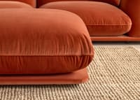 Blockbuster Modular Sofa + Footstool in Broken Pot Orange Velvet