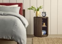 Bobbin Side Table with Wooden Top in Dark Oak
