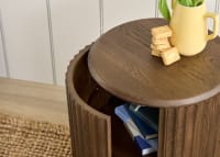 Bobbin Side Table with Wooden Top in Dark Oak