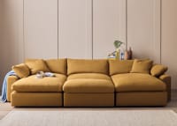 Cuddlemuffin Chaise Movie Sofa in Treacle Tart Yellow Linen