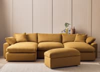 Cuddlemuffin Chaise Movie Sofa in Treacle Tart Yellow Linen