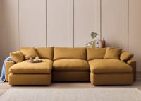 Cuddlemuffin Chaise Movie Sofa in Treacle Tart Yellow Linen