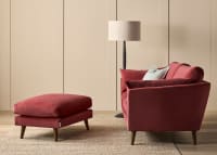 Groover Footstool in Toffee Apple Red Chenille
