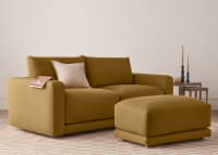 Little Softie Footstool in Treacle Tart Yellow Linen