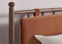 Poppins Bed in Dark Oak in Bobbing Buoy Orange Velvet