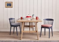 Painted Drummer Pair of Chairs in Shipping Forecast with Barney Kitchen Table and Soft Scoop Seat Pad