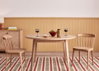 Pair of Drummer Kitchen Chairs in Light Oak with the Parquet Kitchen Table