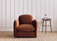 Nightcap Accent Chair in School Satchel Brown Clever Velvet