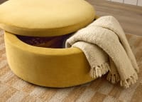Pot Pie Footstool in Honey Pot Yellow Chenille