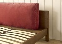 Slumberbatch Bed in Dark Oak in Toffee Apple Red Chenille