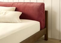 Slumberbatch Bed in Dark Oak in Toffee Apple Red Chenille