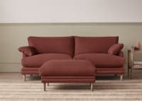 Squisharoo Footstool in Quince Jam Red Linen