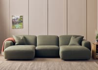 Squishblocks Chaise Cinema Sofa in Waxed Jacket Green Linen
