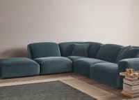 Squishblocks Modular Corner Chaise in Sopping Seagrass Teal Velvet
