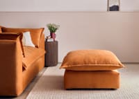 Weekender Footstool in Bobbing Bouy Orange Chenille