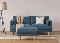 Jeffers Footstool in Hosepipe Teal Linen