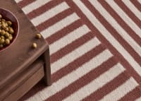 Double Stripey Wool Rug - 200cm x 300cm - Brown