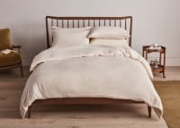 Stripey Slubby Linen Duvet Cover Superking in Raspberry Fool