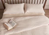 Stripey Slubby Linen Duvet Cover Superking in Raspberry Fool