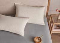 Stripey Slubby Linen Set of 2 Pillowcases in Duck Pond Teal