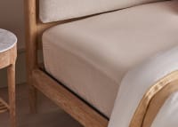 Stripey Slubby Linen Fitted Sheet Superking in Raspberry Fool