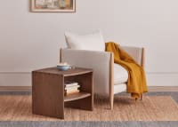 Bowie Side Table in Dark Oak with the Spencer Accent Chair
