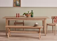 Bread Kitchen Table in Whitewashed Oak with Scooch Bench and Natterbox Kitchen Chairs