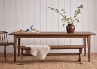 Scooch Kitchen Bench in Dark Oak with the Bread Kitchen Table and Drummer Kitchen Chair