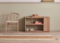 Shelfie Side Table in Whitewashed Oak with the Pitstop Kitchen Chair