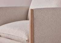 Spencer Accent Chair in Light Oak in Egg Box Beige Linen