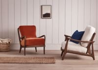 Squishbag Accent Chair in Dark Oak in Egg Box Beige Linen