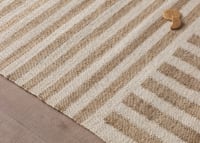 Double Stripey Jute Rug - 140cm x 200cm - Natural and Clotted Cream White