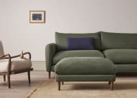 Squishmeister Footstool in Waxed Jacket Green Linen