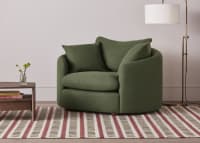 Curvella Love Seat in Grass Clippings Green Linen