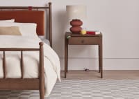 Hide & Sleek Side Table in Dark Oak with the Poppins Bed