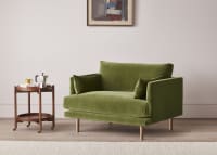 Jeffers Love Seat in Grass Clippings Green Velvet