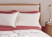 Widey Stripe Lazy Linen Set of 2 Pillowcases - Standard - Raspberry Fool